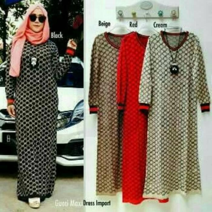 gamis rajut katun motif impor