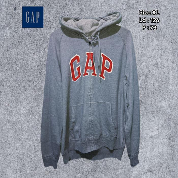 Hoodie Zipper Gap Abu Bordir XL Original Second Preloved
