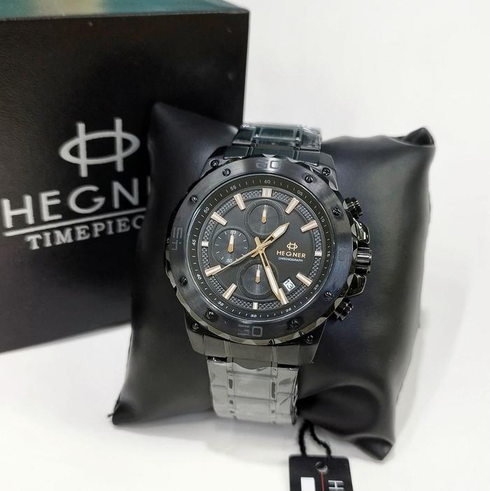 Jam tangan pria Hegner 1684 tali rantai sport original