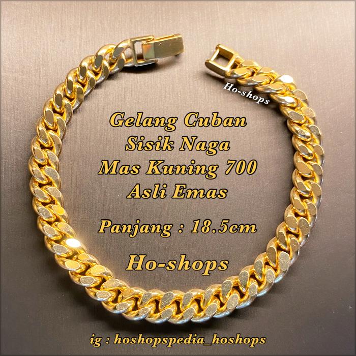 Gelang Sisik Naga Cuban SN Mas Kuning Kadar 700 Asli Emas