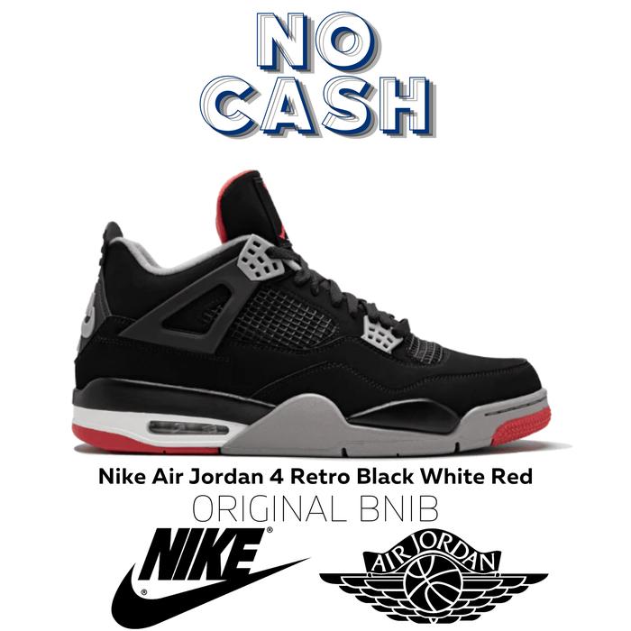 Sepatu Nike Air Jordan 4 Retro Black White Red Orinigal BNIB