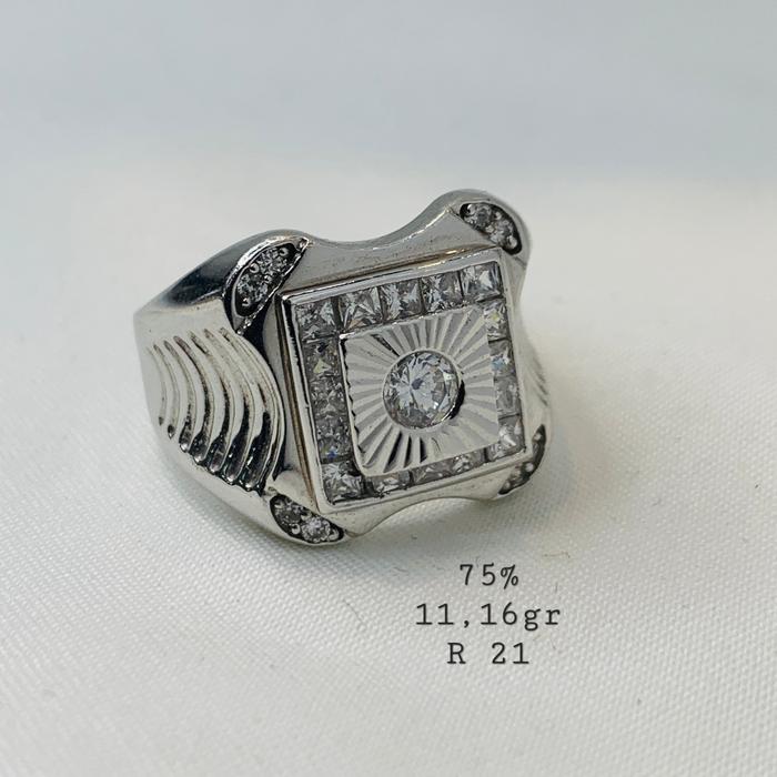 SALE Cincin Pria Emas Putih Mas Asli Kadar 750 75% Mas Cowok Batu Mata