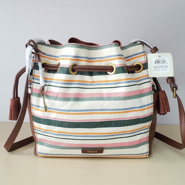 tas wanitaFOSSIL Rayna drawstring crossbody spring stripe