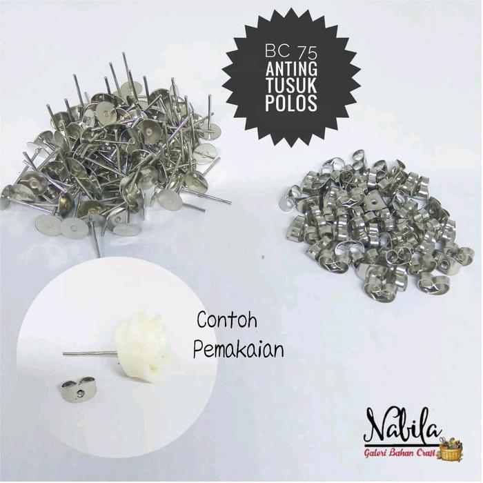 (5 pasang) Anting Tusuk Besi Polos Diy Craft Bahan Anting