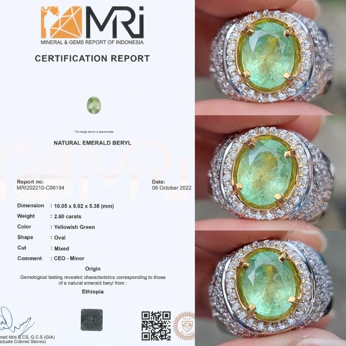 Natural HQ Batu Green Emerald Beryl Jamrud Ethiopia CE-Minor 2.60 Cts
