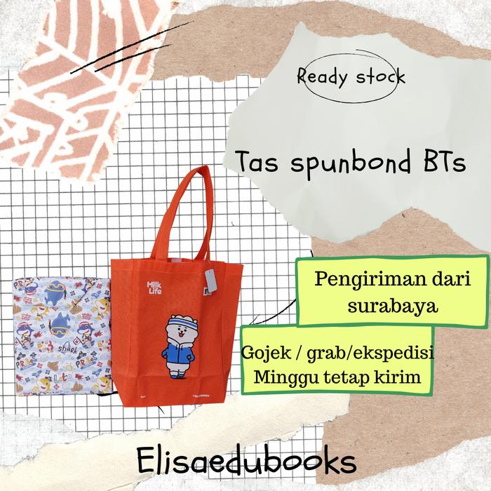 tas belanja bts shopping bag milk life tas spunbond tote bag