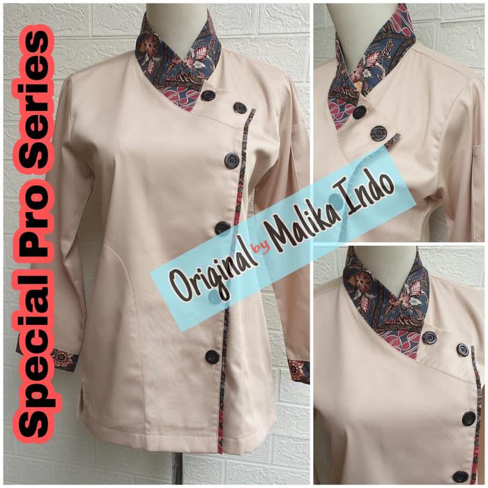 Baju Chef Kombi Batik model Wanita Baju Koki Chef Jacket
