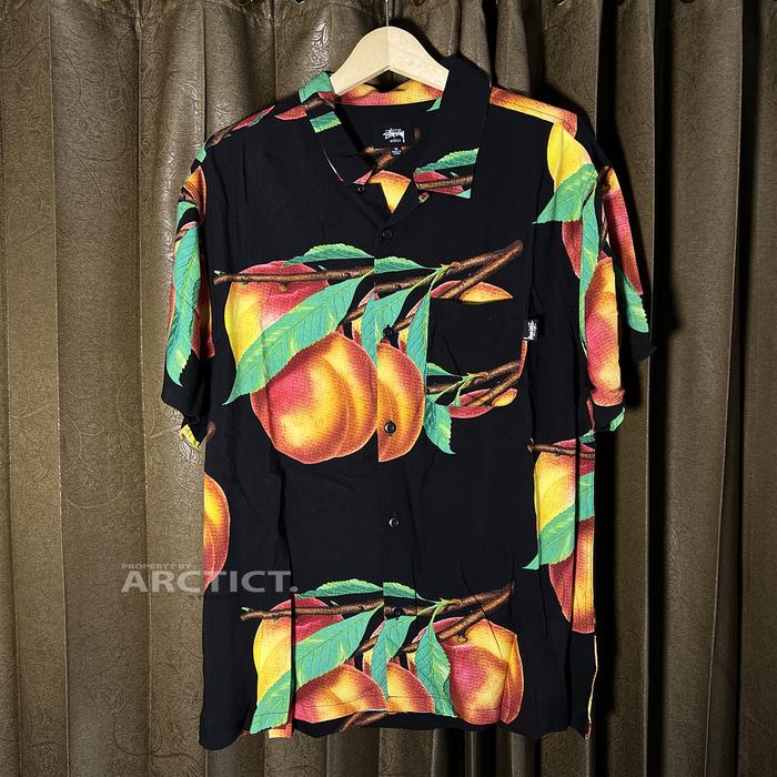 STUSSY PEACH PATTERN SS SHIRTS - BLACK | KEMEJA STUSSY