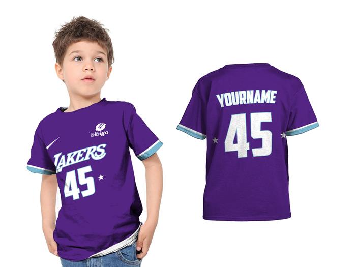 Baju Kaos Anak Jersey Basket Basketball NBA - Lakers Full Print