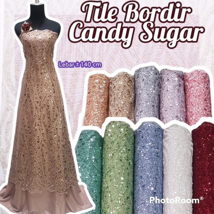 Bahan Kain Tile Bordir Kebaya Candy Sugar kain tile tule tulle murah