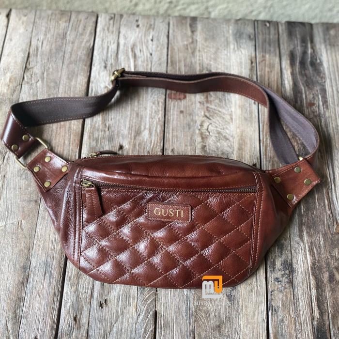 Waistbag Tas Kulit Asli Tas Cowok Genuine Leather Waistbag WB02