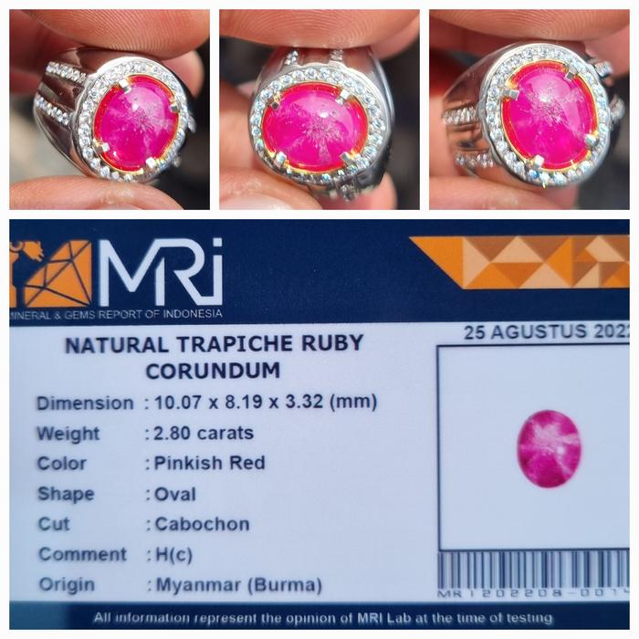 Batu Rare Trapiche Ruby Burma Myanmar Memo 2.80 crt