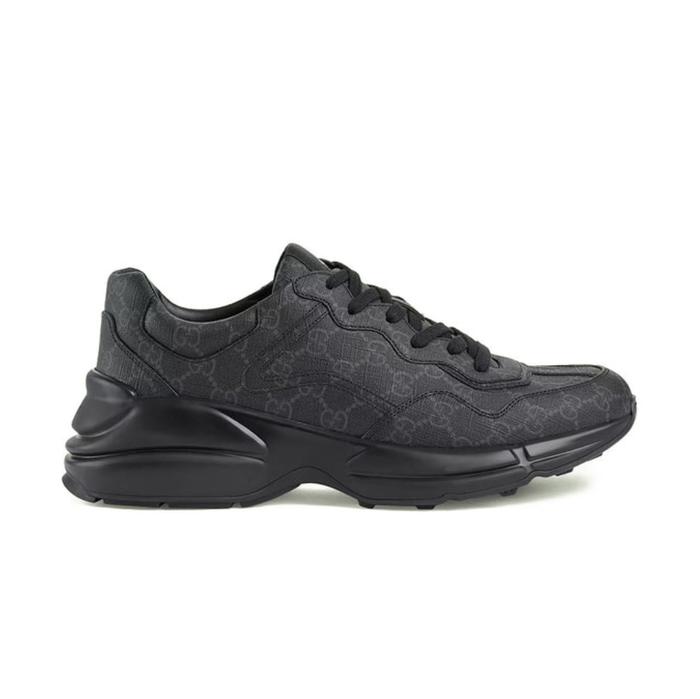 Sepatu pria GG supreme canvas Rhyton sneakers black original with box