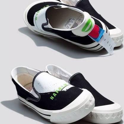 Sepatu compass retrograde x unkl 347 slip on black white 41