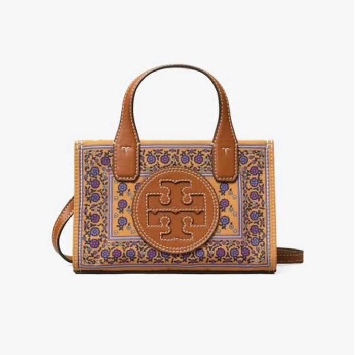 Tory burch TB ella printed mini in brown floral daisy border