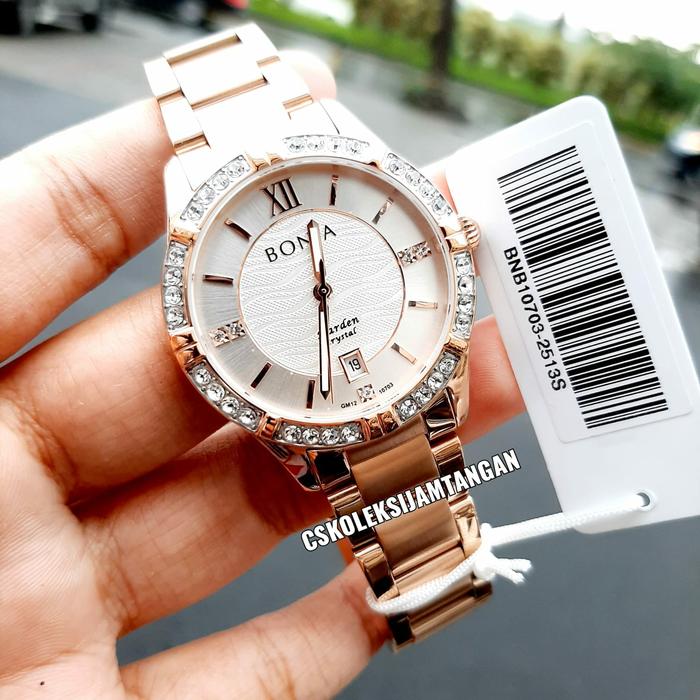 JAM TANGAN WANITA BONIA BNB10703-2513S HARDEN CRYSTAL ROSEGOLD ORIGINA