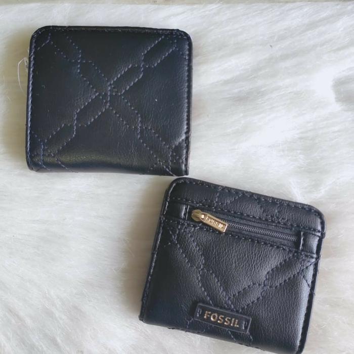 dompetFossil madison small bifold wallet leather black quilted