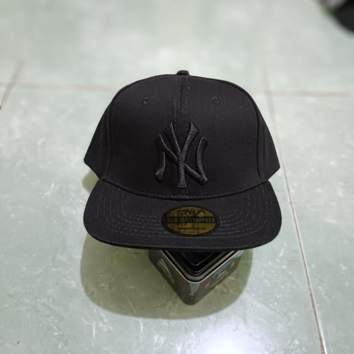 topi snapback ny new york yankees black original import hat
