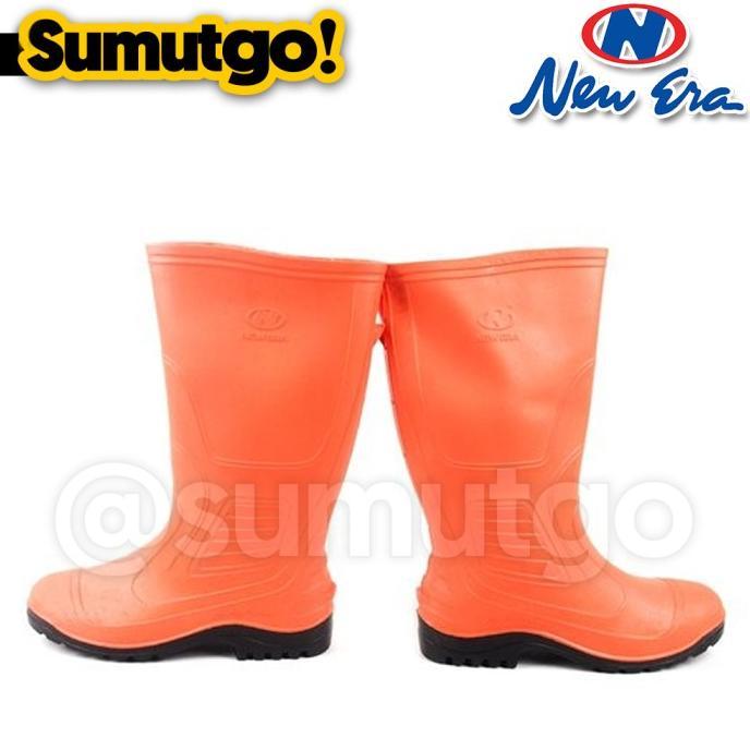 Asli NEW ERA 9507 Sepatu Boots Tinggi Karet PVC Orange NEWERA Boot