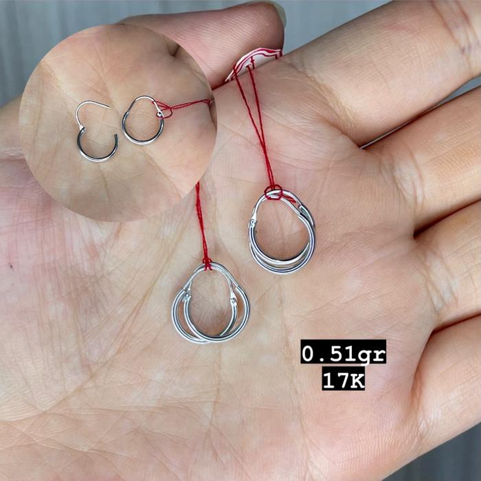 Anting tindik bayi - anting baby newborn emas putih 17K 750