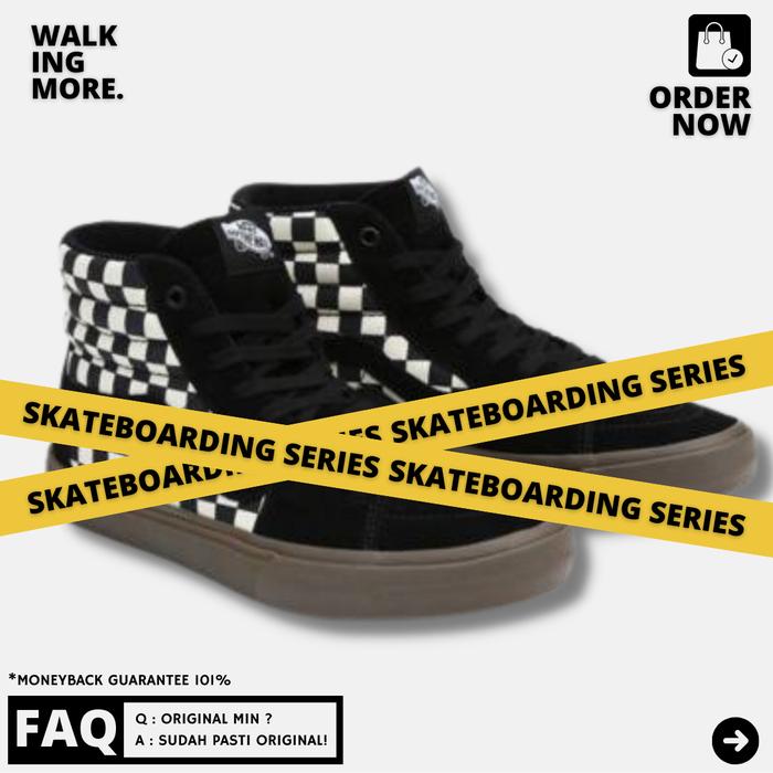 BEST DEAL VANS SK8 HIGH PRO BMX CHECKERBOARD BLACK GUM ORIGINAL RESMI