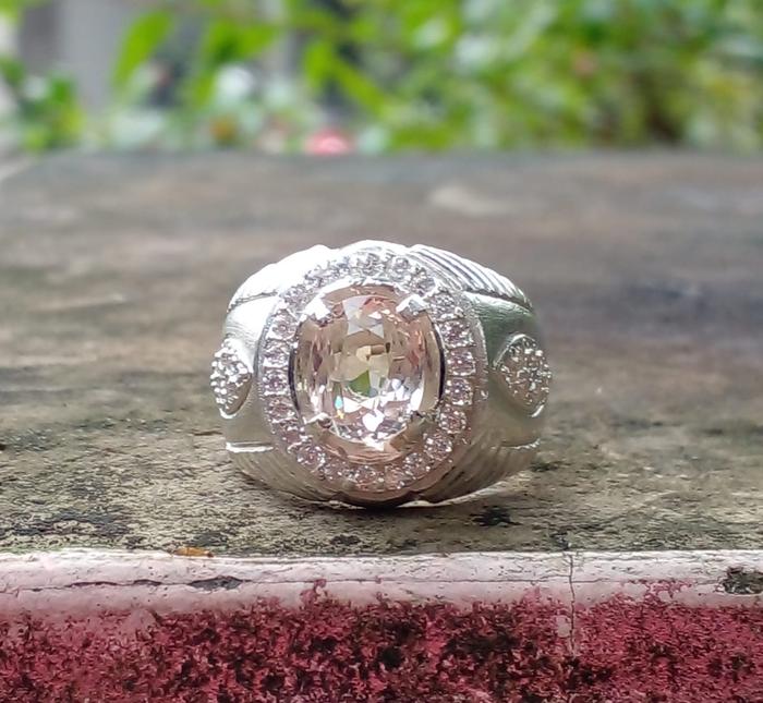 Rare Item Morganite Ring Perak plus Memo GRI