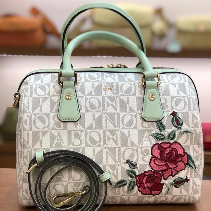 Tas bonia original monogram putih rose model speedy medium