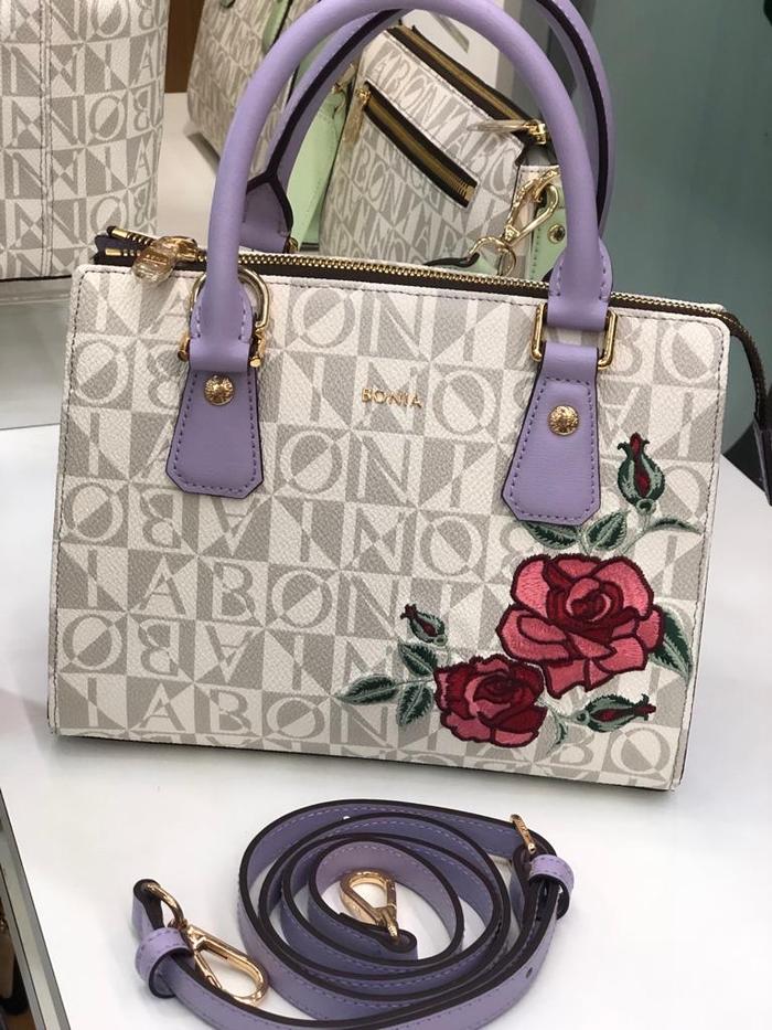 Tas bonia original monogram putih rose model speedy