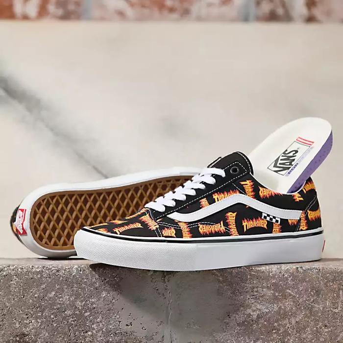 VANS OLD SKOOL SKATE X THRASHER BLACK MULTI ORIGINAL RESMI