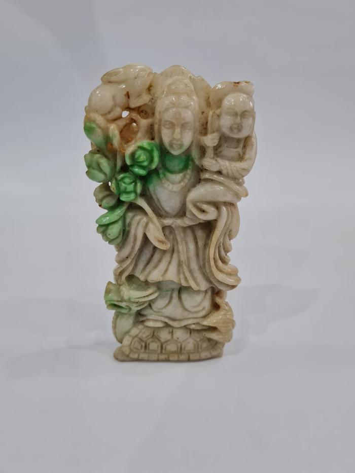 Batu Giok Asli Original Dewi Kwan Im Guan Yin Patung Buddha