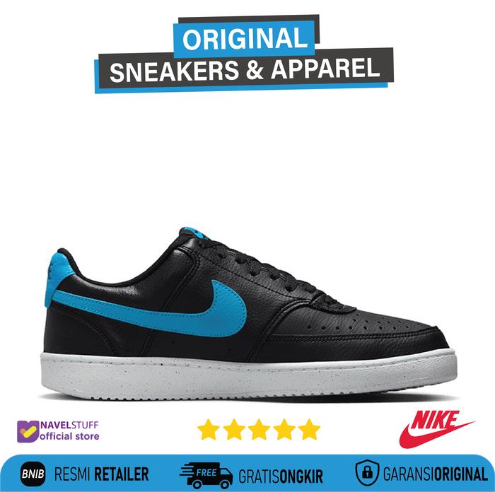 NIKE Court Vision Low Next Nature Black/Laser Blue/White Original BNIB