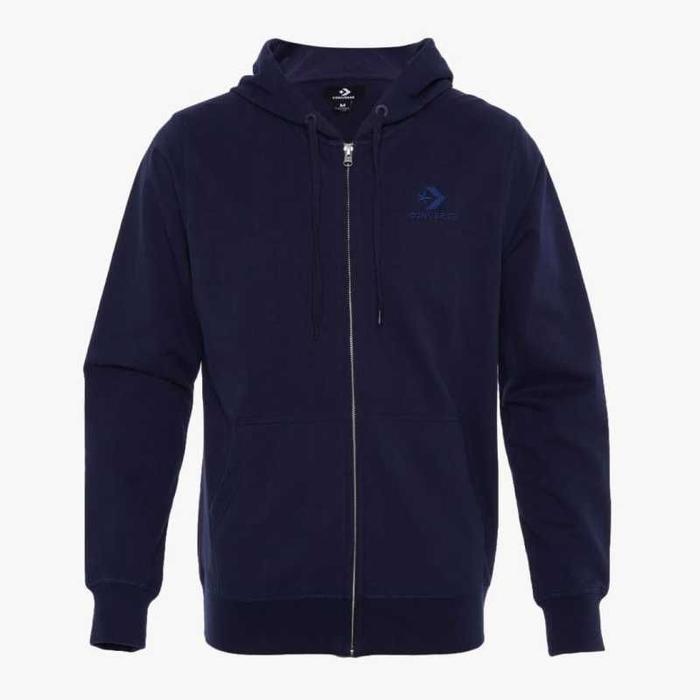 Converse Men's EMBROIDERED Star Chevron Full Zip Jacket Hoodie. Navy