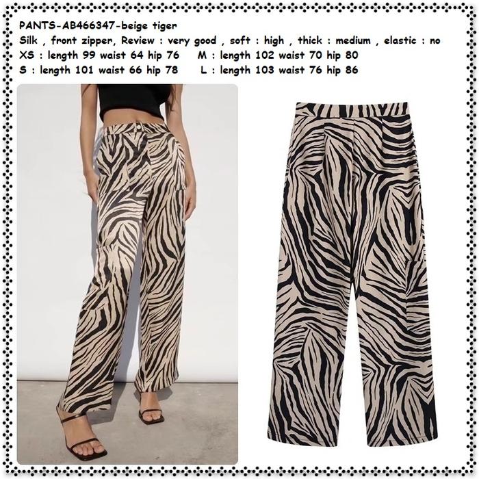 AB466347 Celana Panjang Kulot Maxi Macan Leopard Wanita Korea Import