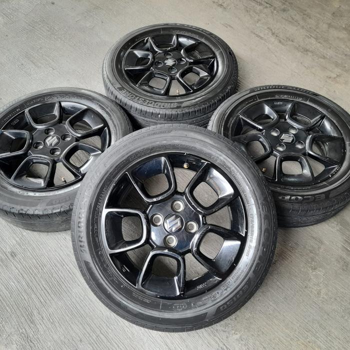 velg mobil bekas ring 15 copotan ignis pcd 4x100 warna hitam plus ban