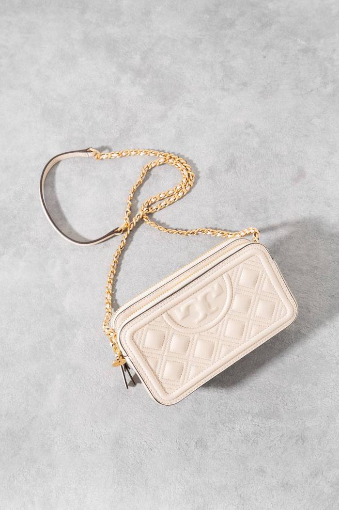 TORY BURCH Fleming double zip mini bag New Cream - Gold