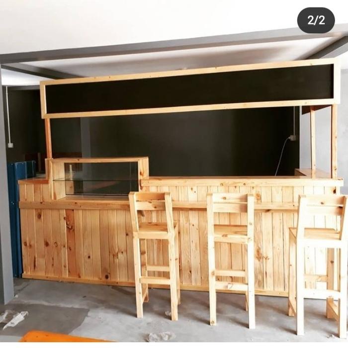 booth container kayu jati Belanda per 1mt