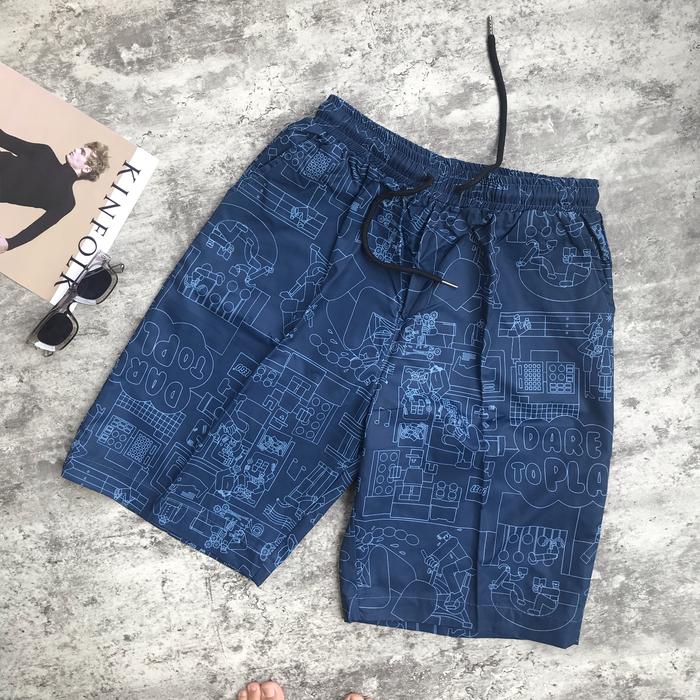Celana Pendek Pria Surf Lego Original Motif Biru Second Like New