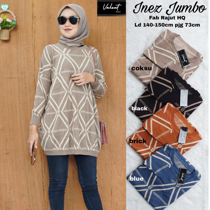 NEW INE SUPER JUMBO TUNIK WANITA RAJUT PREMIUM LD 140-150CM