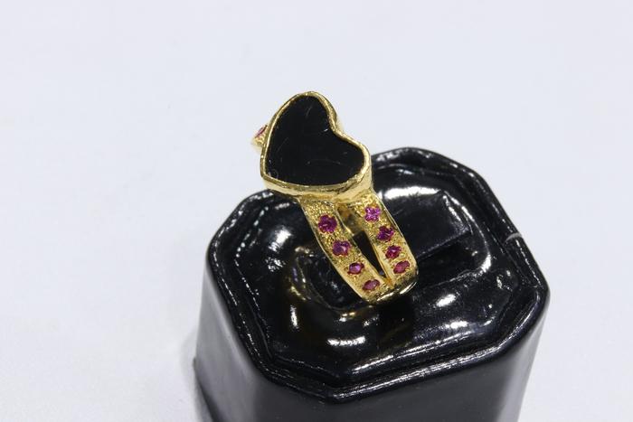 Cincin Emas 24 karat Asli Motif Hati LOVE 99%