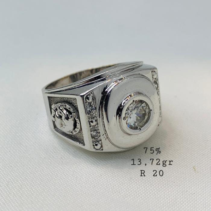 SALE Cincin Pria Emas Putih Mas Asli Kadar 750 75% Mas Cowok Batu Kuda
