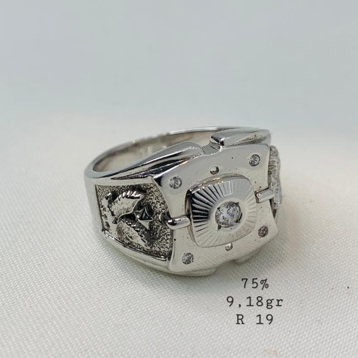 SALE Cincin Pria Emas Putih Mas Asli Kadar 750 75% Mas Cowok Garuda