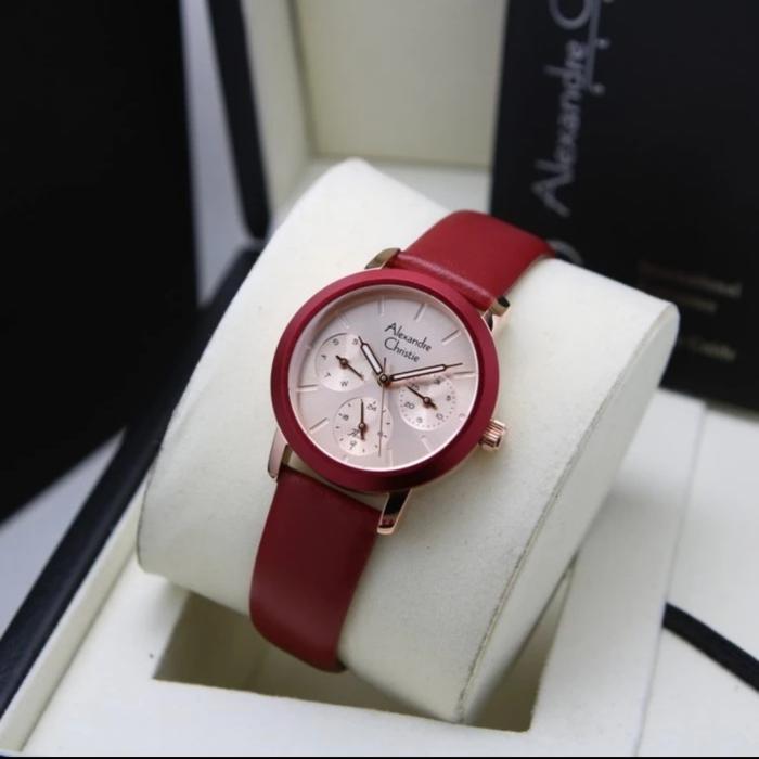 ALEXANDRE CHRISTIE AC 2A25 ROSEGOLD RED AC2A25 WANITA ORIGINAL