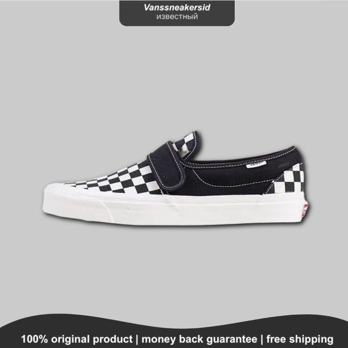 Vans Slip On 47 V DX Anaheim Factory Black Checkerboard Replace Box
