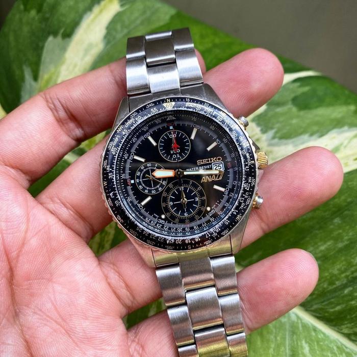 Jam tangan langka Seiko Golden Flightmaster ANA Cal. 7t92