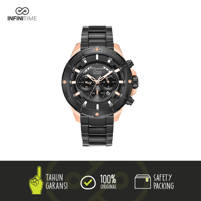 Jam Tangan Alexandre Christie AC 6529 Black Rosegold Pria