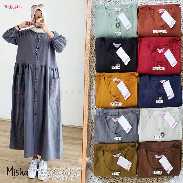 MISHA MIDI DRESS WANITA JUMBO LD 120CM ADEM NYAMAN BY ALILA