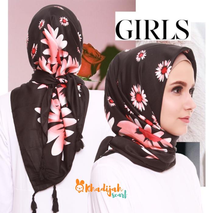 Hijab Segiempat Silk Havana Scarf Kerudung Turki Tassel