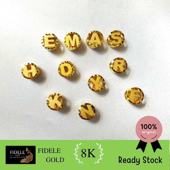 Charm Huruf Nama Inisial Charm Gelang Rantai Liontin Charm emas 375