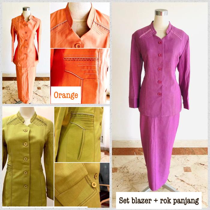 Setelan blazer wanita rok panjang. Setelan blazer rok panjang
