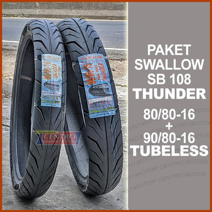 PAKET BAN RING 16 TUBELESS UNTUK NOUVO/SKYWAVE. SWALLOW THUNDER SB 108